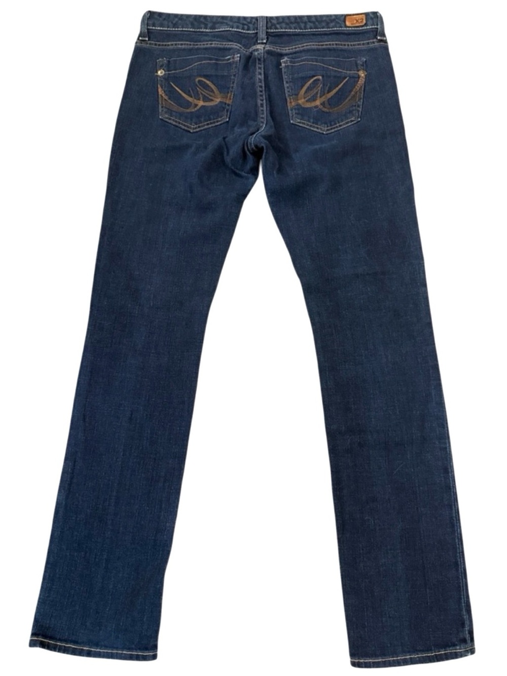 X2 Y2K Low Rise Skinny Jeans 10 Long 33x32 Dark Wash Embroidered